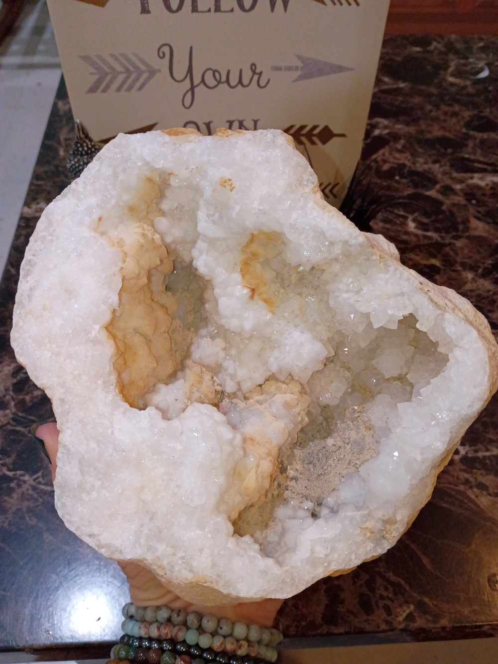 Natural Quartz Crystal Geode From Brazil Decorative Accent